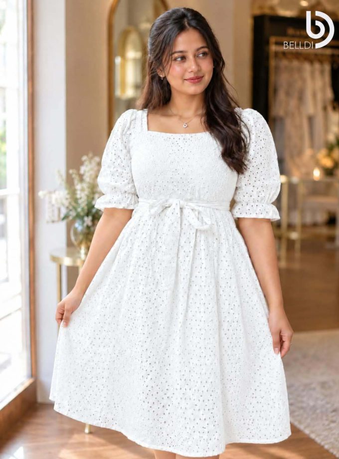 ELARA EYELET SHORT DRESS