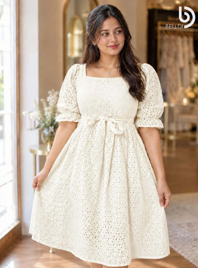 ELARA EYELET SHORT DRESS