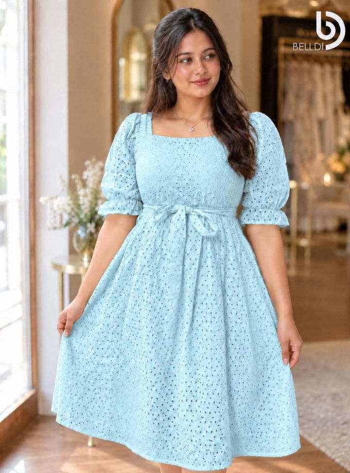ELARA EYELET SHORT DRESS