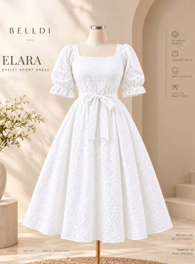 ELARA EYELET SHORT DRESS