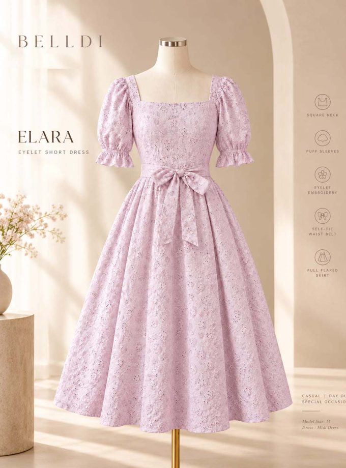 ELARA EYELET SHORT DRESS