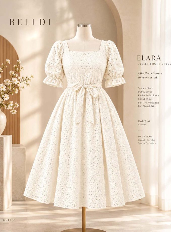 ELARA EYELET SHORT DRESS