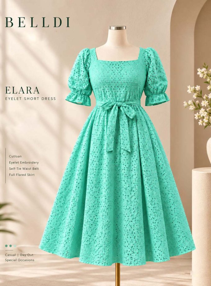 ELARA EYELET SHORT DRESS