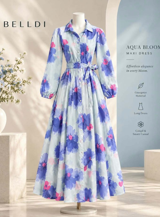AQUA BLOOM MAXI DRESS