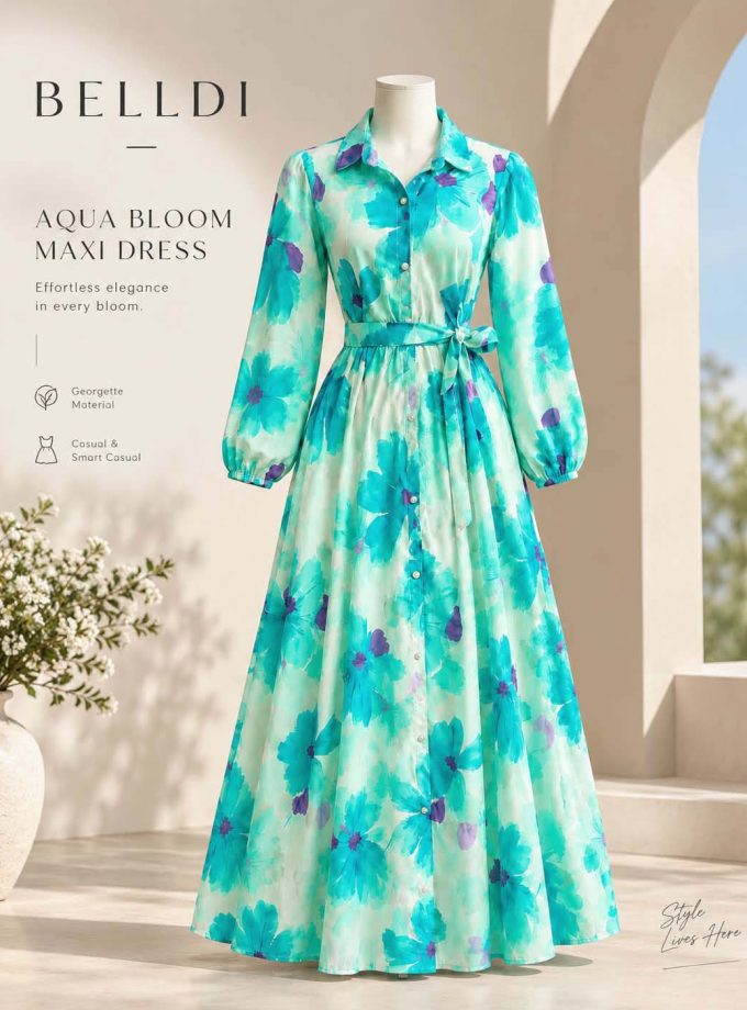 AQUA BLOOM MAXI DRESS