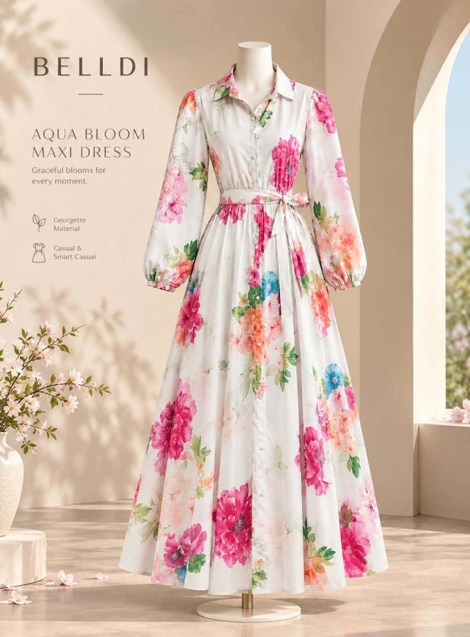 AQUA BLOOM MAXI DRESS