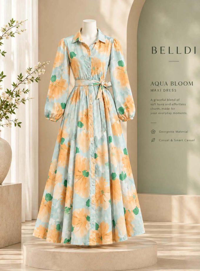 AQUA BLOOM MAXI DRESS
