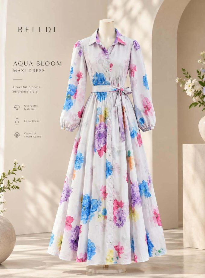 AQUA BLOOM MAXI DRESS