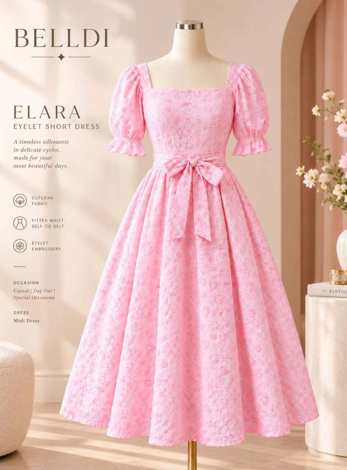 ELARA EYELET SHORT DRESS