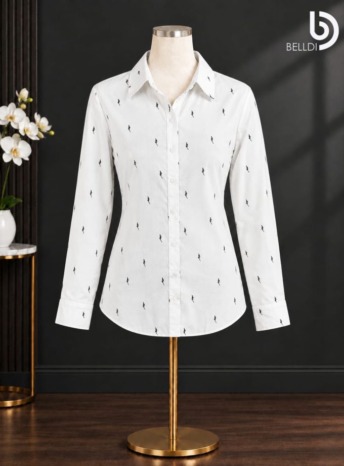 LIGHTNING PRINT BUTTON-DOWN BLOUSE